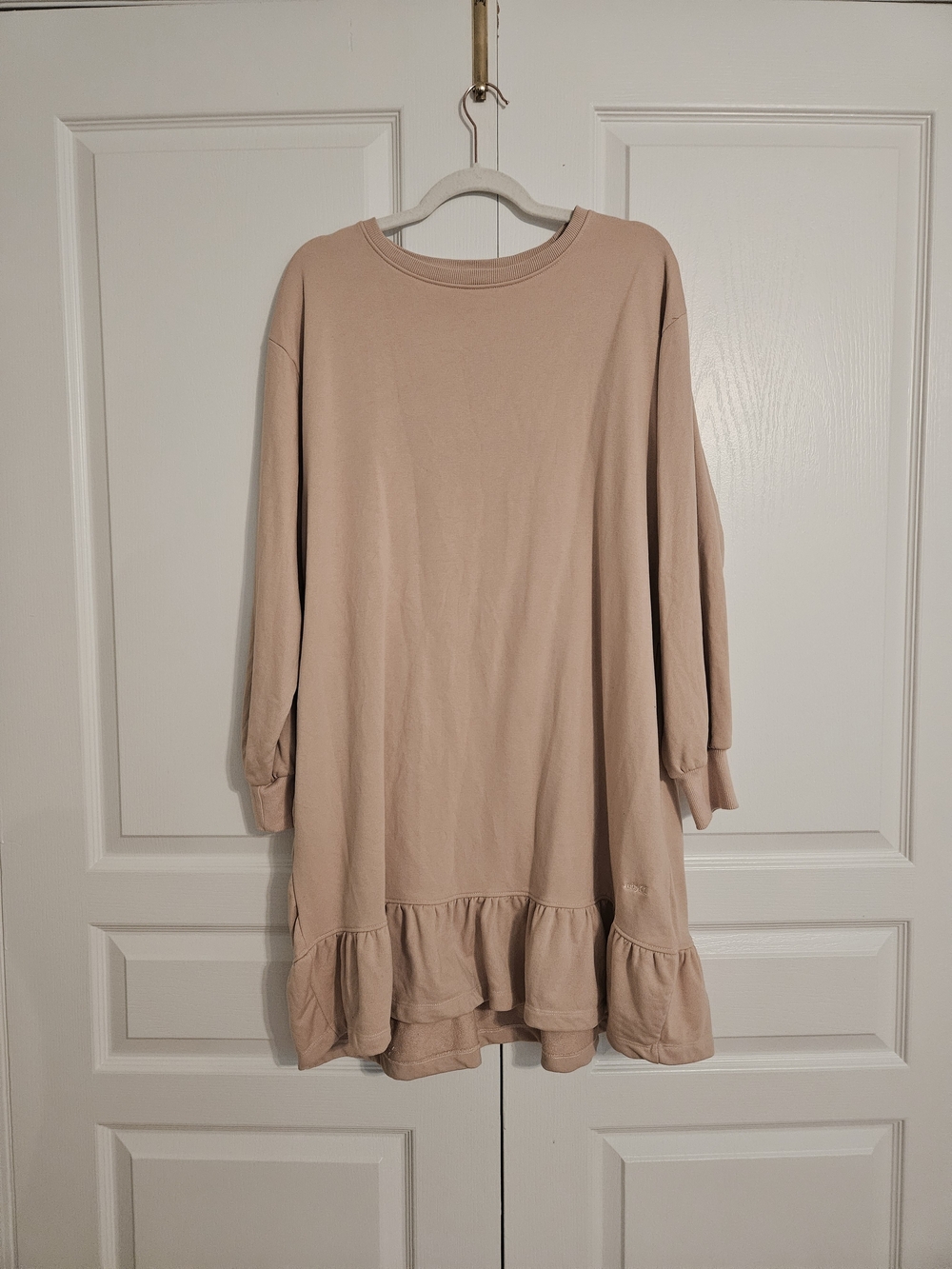 Light Blush Ruffle-Hem Sweater Dress - Women